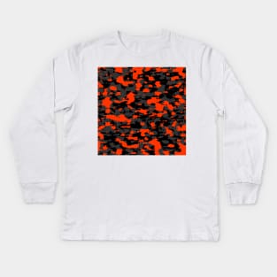 Black and orange Painting Camouflage Kids Long Sleeve T-Shirt